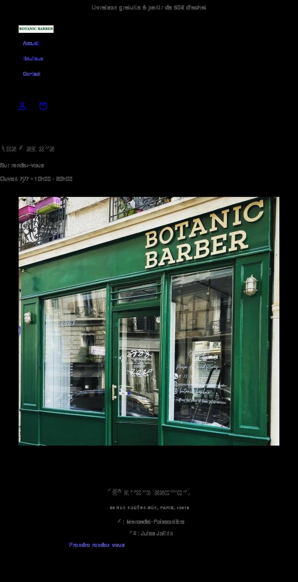 botanicbarber.com shopify website screenshot