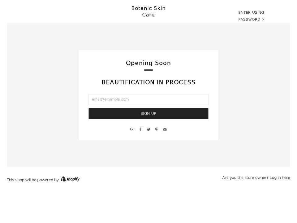 botanicskincare.com — Shopify storefront screenshot