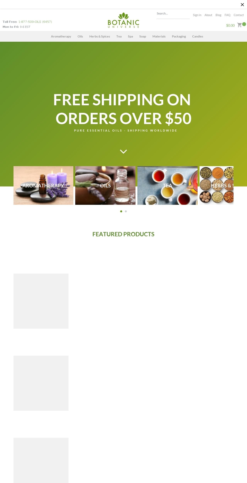 botanicuniverse.com shopify website screenshot