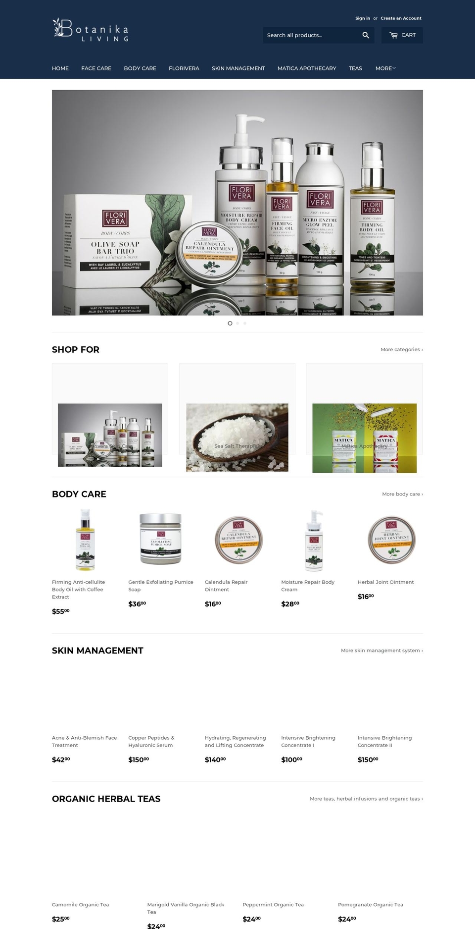 botanikaliving.com — Shopify storefront screenshot