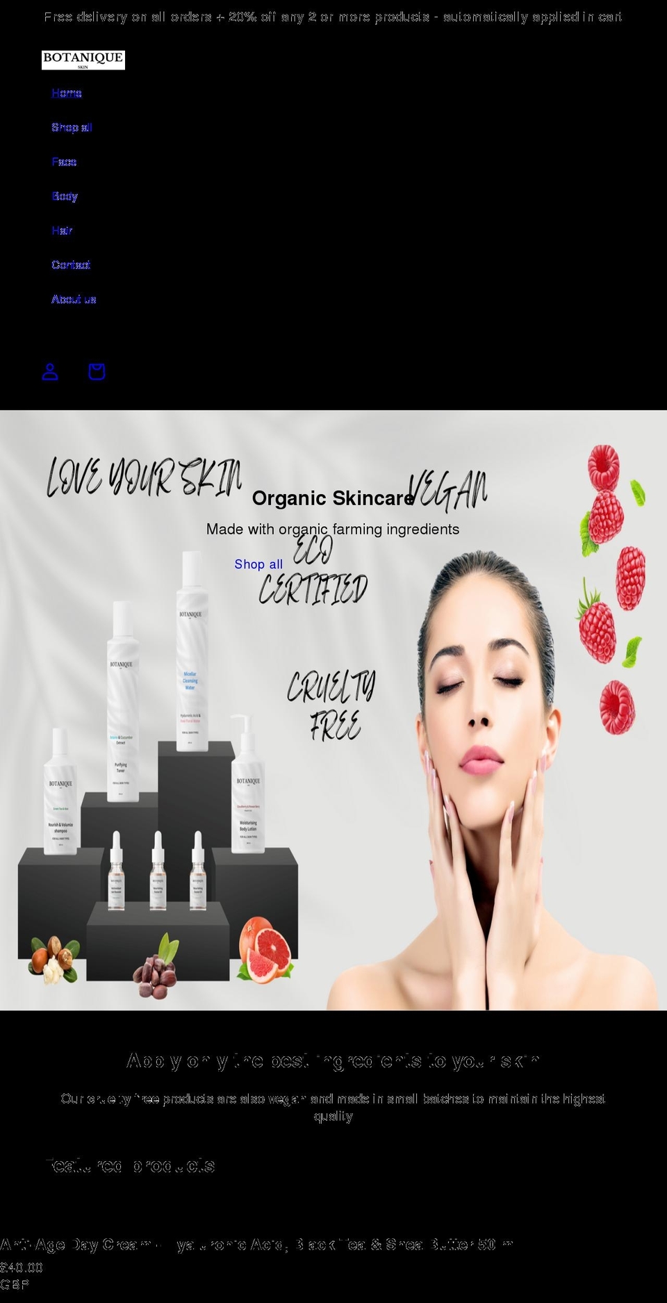 botaniqueskin.com shopify website screenshot