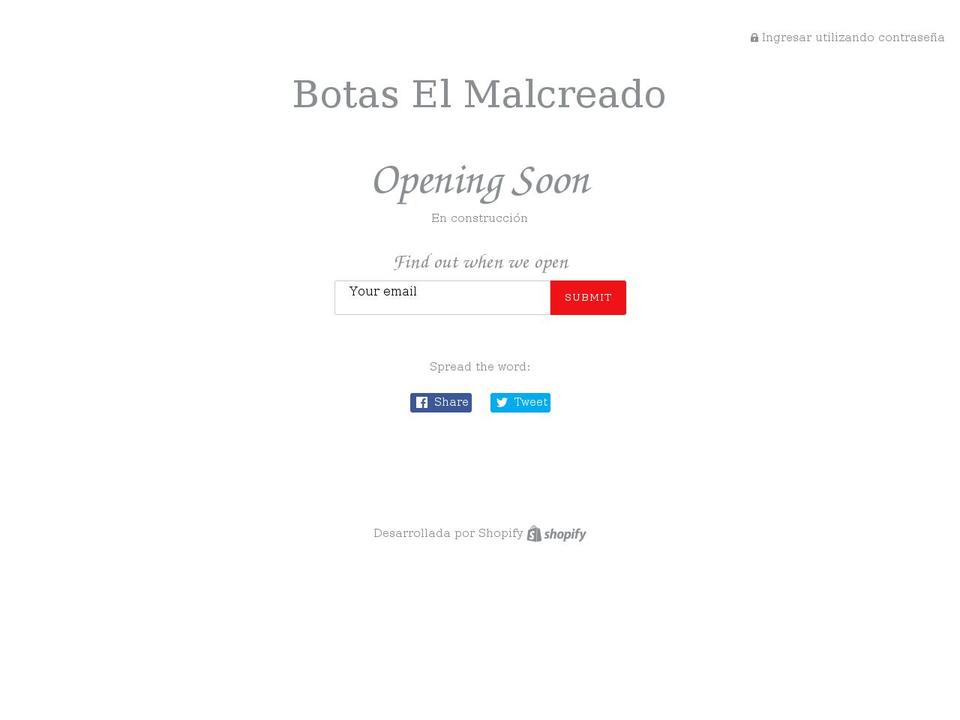 botaselmalcreado.com shopify website screenshot