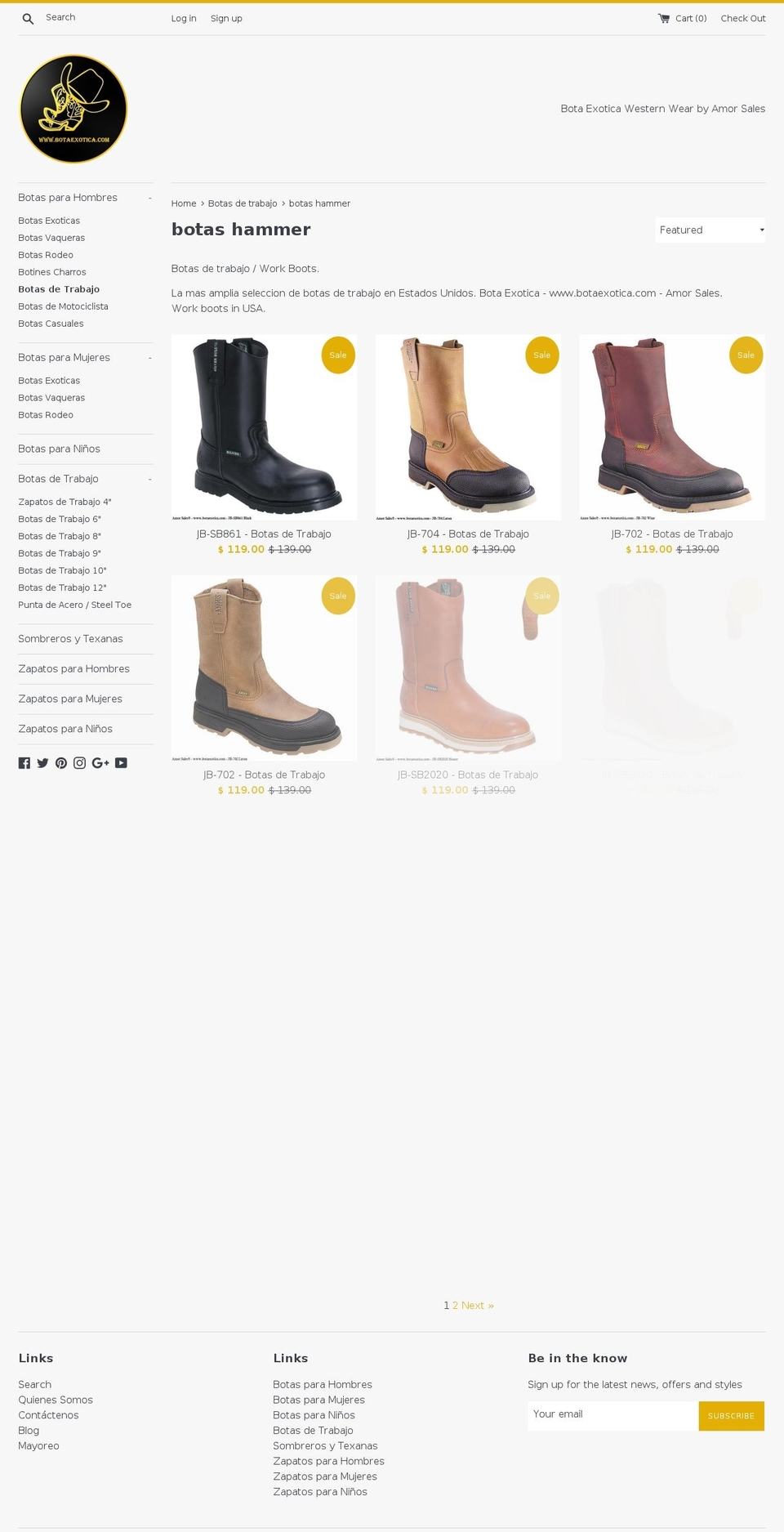 Bota Exotica Western Wear Shopify theme site example botashammer.com