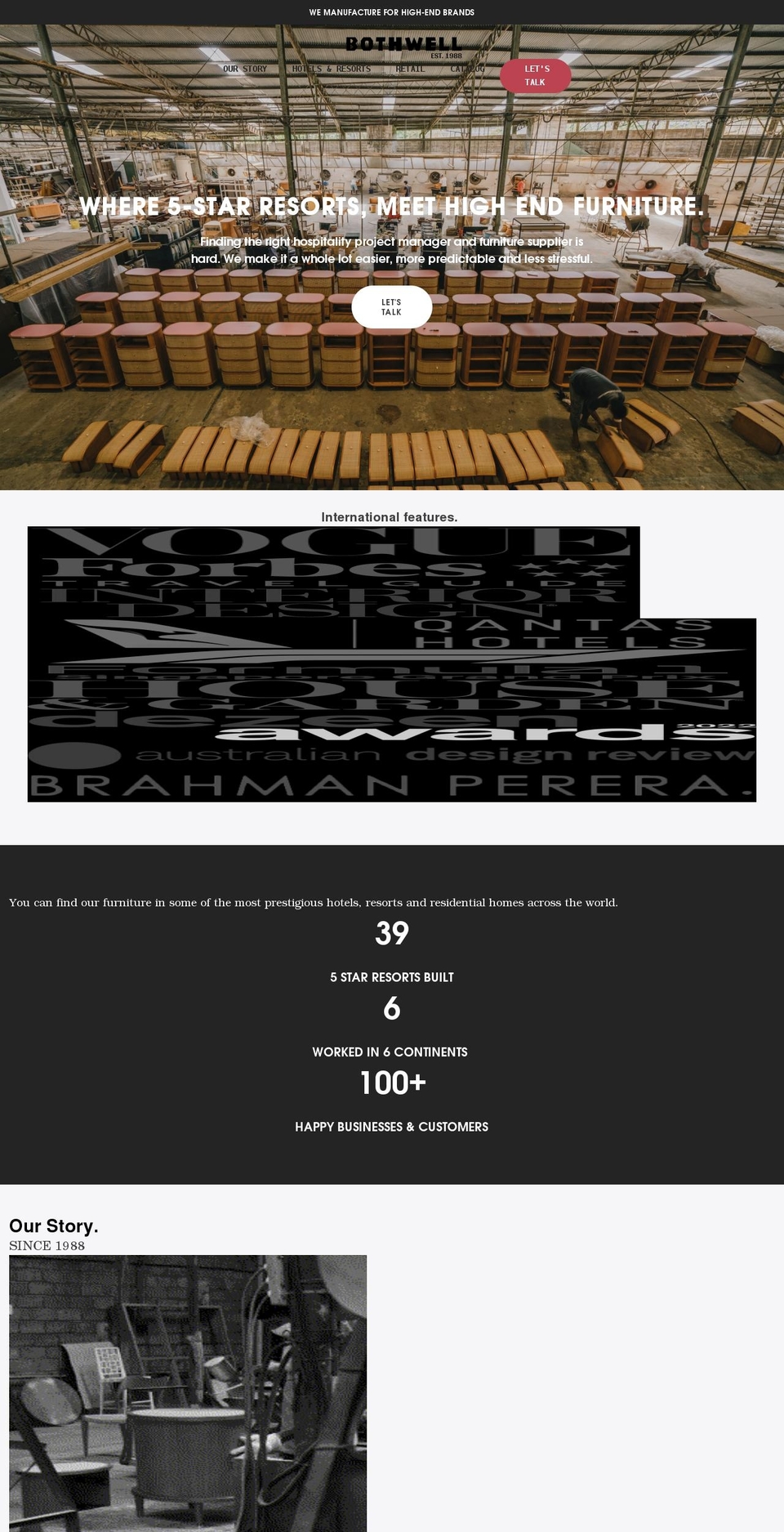 bothwell.com shopify website screenshot