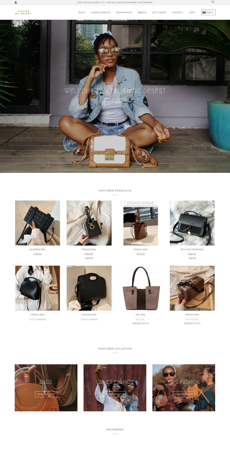 botswana.atelierdudesert.com shopify website screenshot