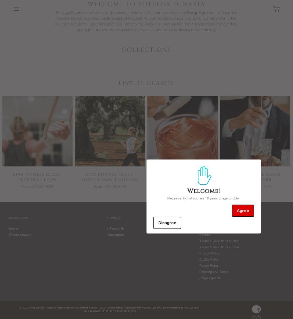 bottegaegnazia.com shopify website screenshot