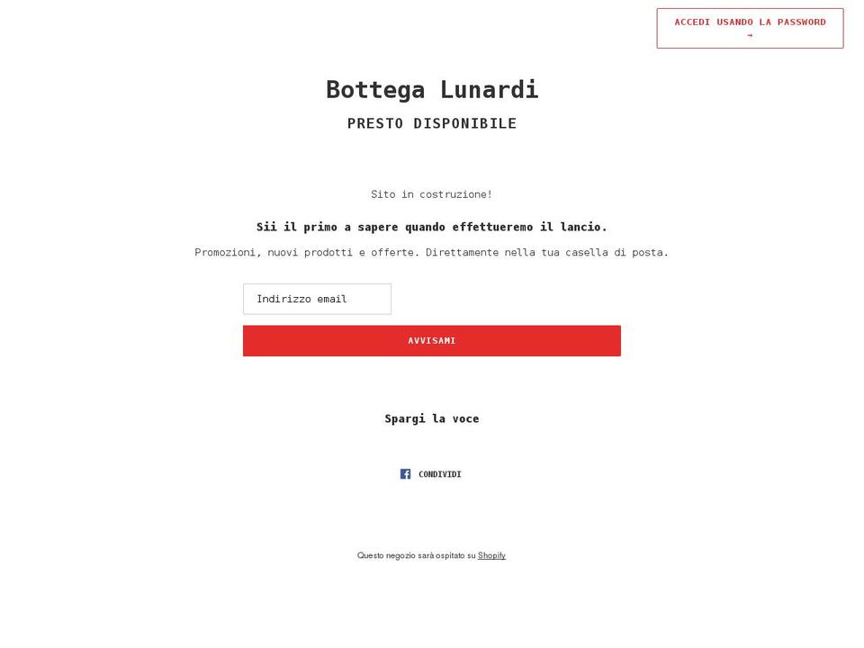 bottegalunardi.it shopify website screenshot