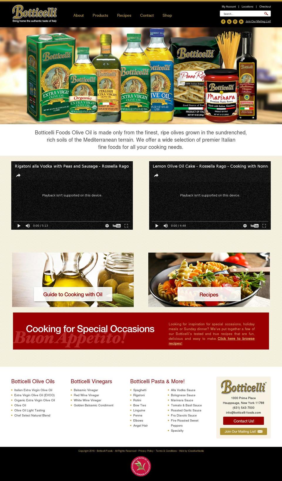 botticellifoods.com shopify website screenshot
