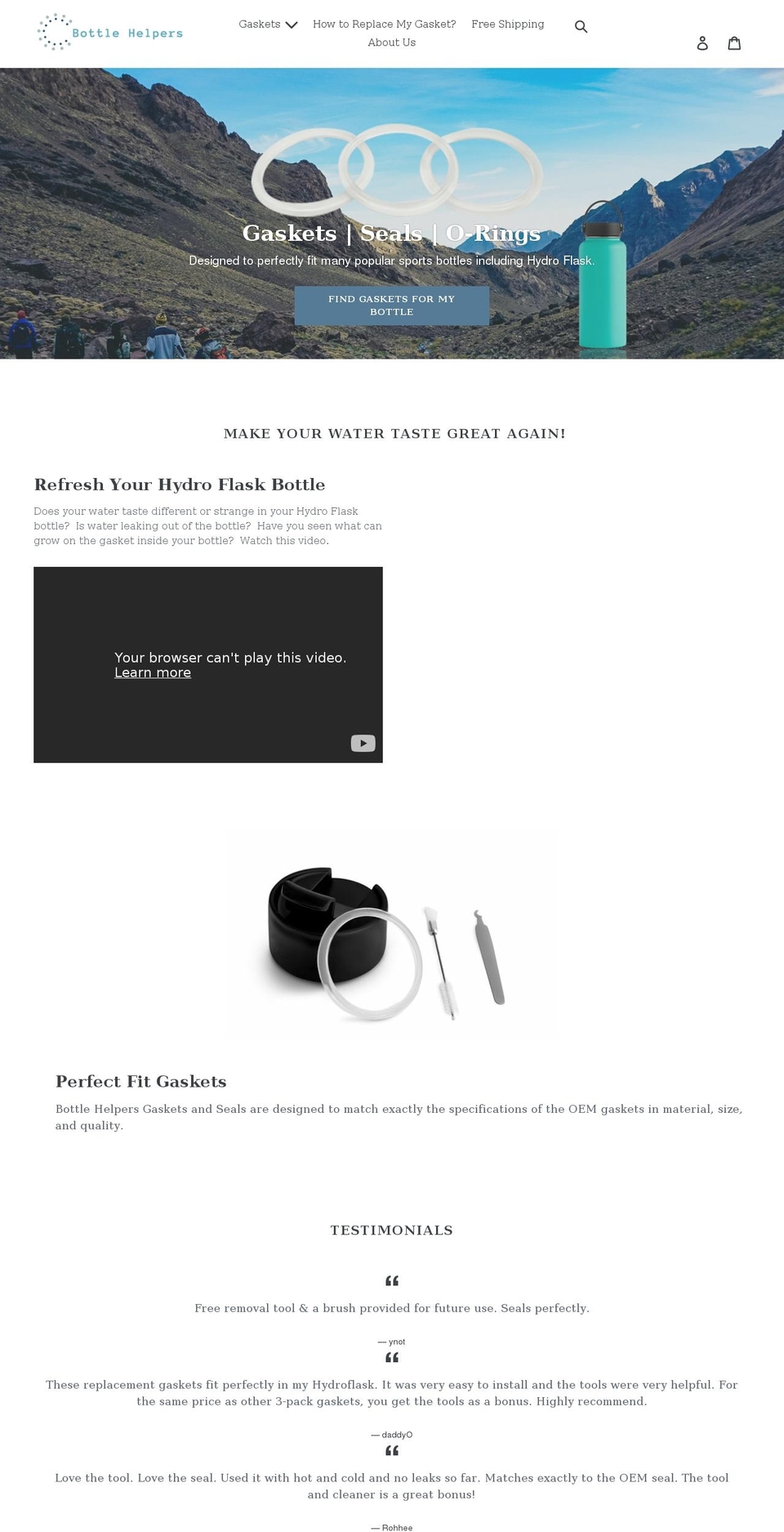 bottlehelpers.com shopify website screenshot