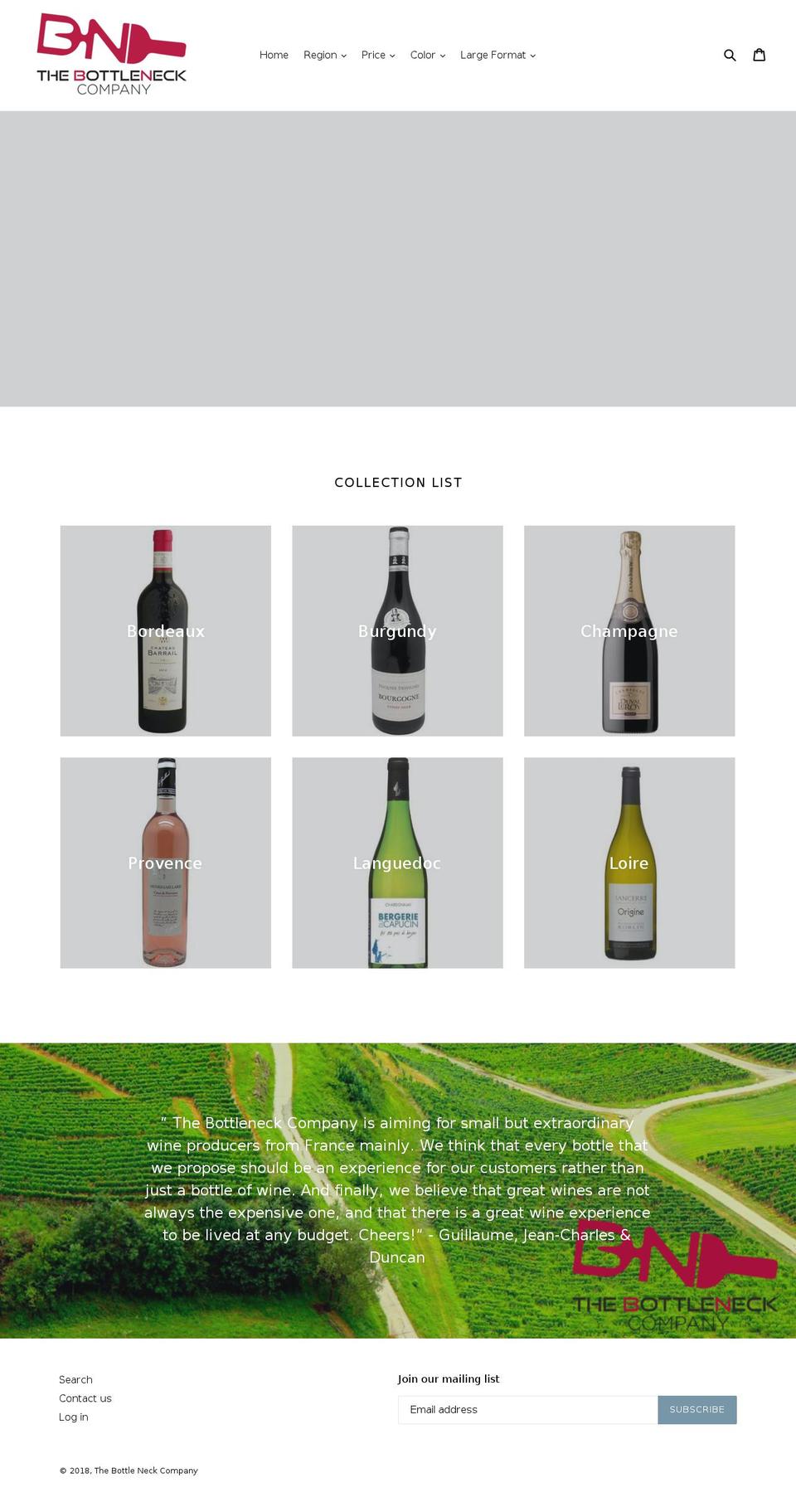bottleneckcompany.com — Shopify storefront screenshot