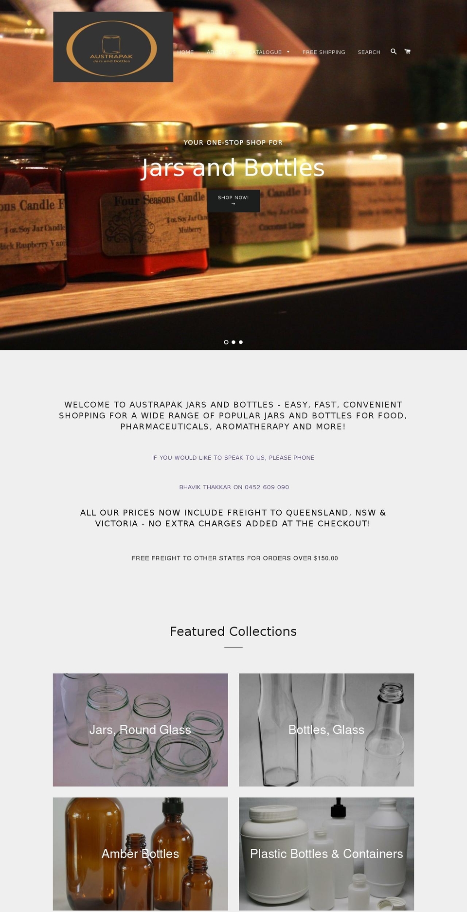 bottlesandjars.com.au shopify website screenshot
