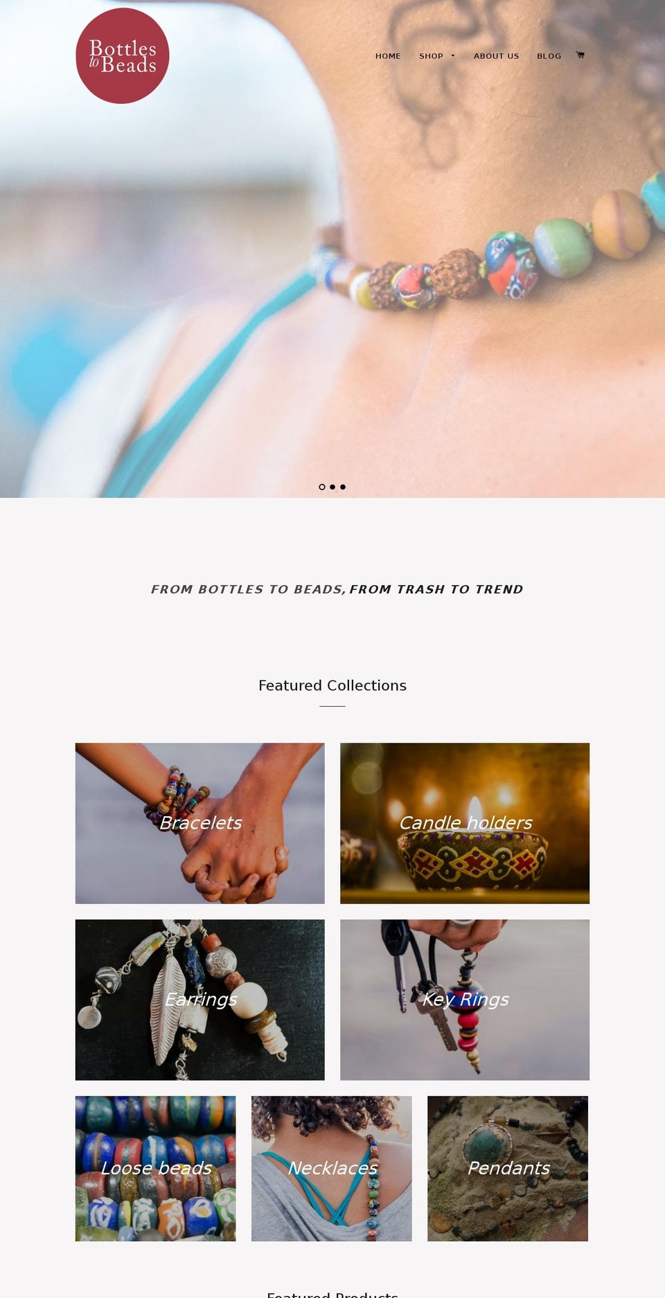 bottlestobeads.com — Shopify storefront screenshot