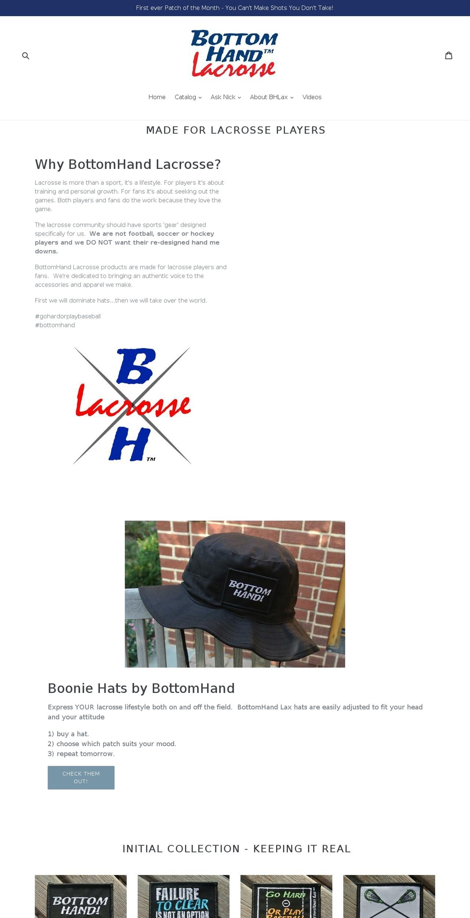bottomhandlacrosse.com — Shopify storefront screenshot