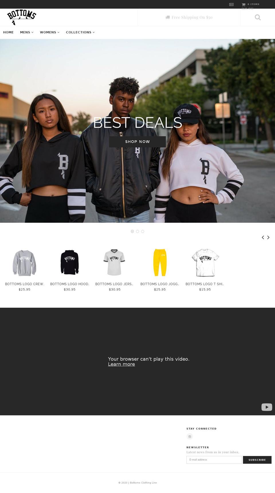 bottomsofficial.com shopify website screenshot