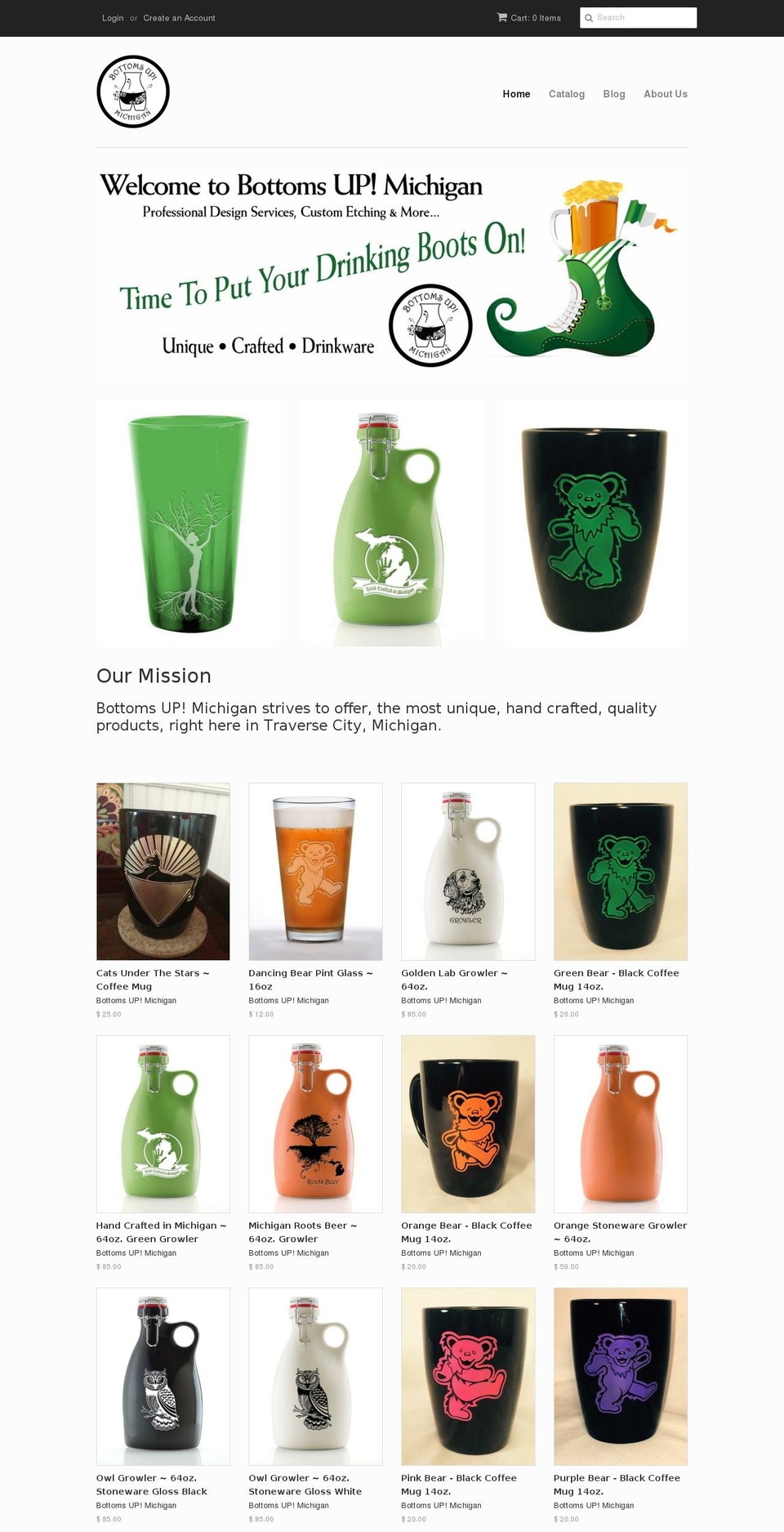bottomsupmichigan.com — Shopify storefront screenshot