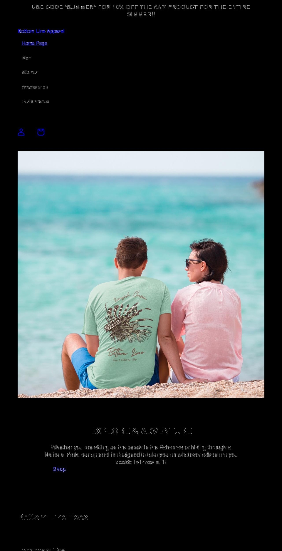 bottonlineapparel.com shopify website screenshot