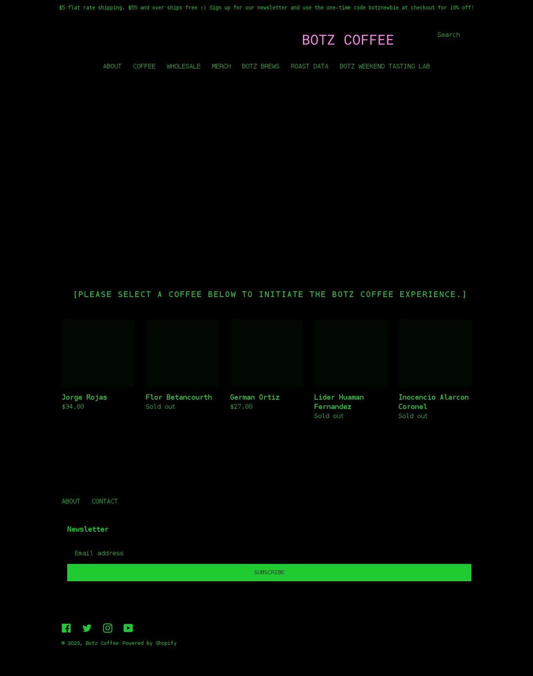 botz-coffee.com shopify website screenshot