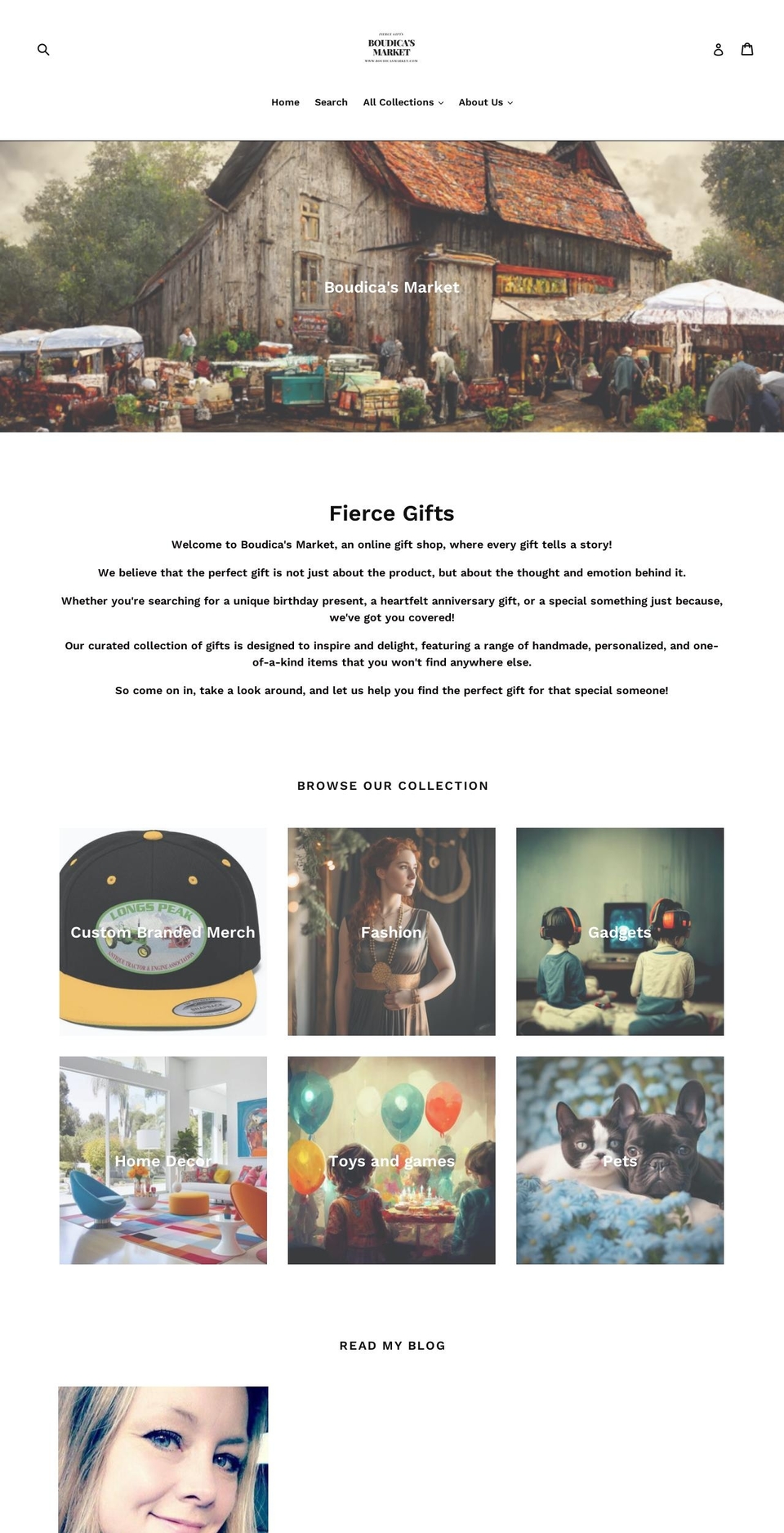 boudicasmarket.com shopify website screenshot