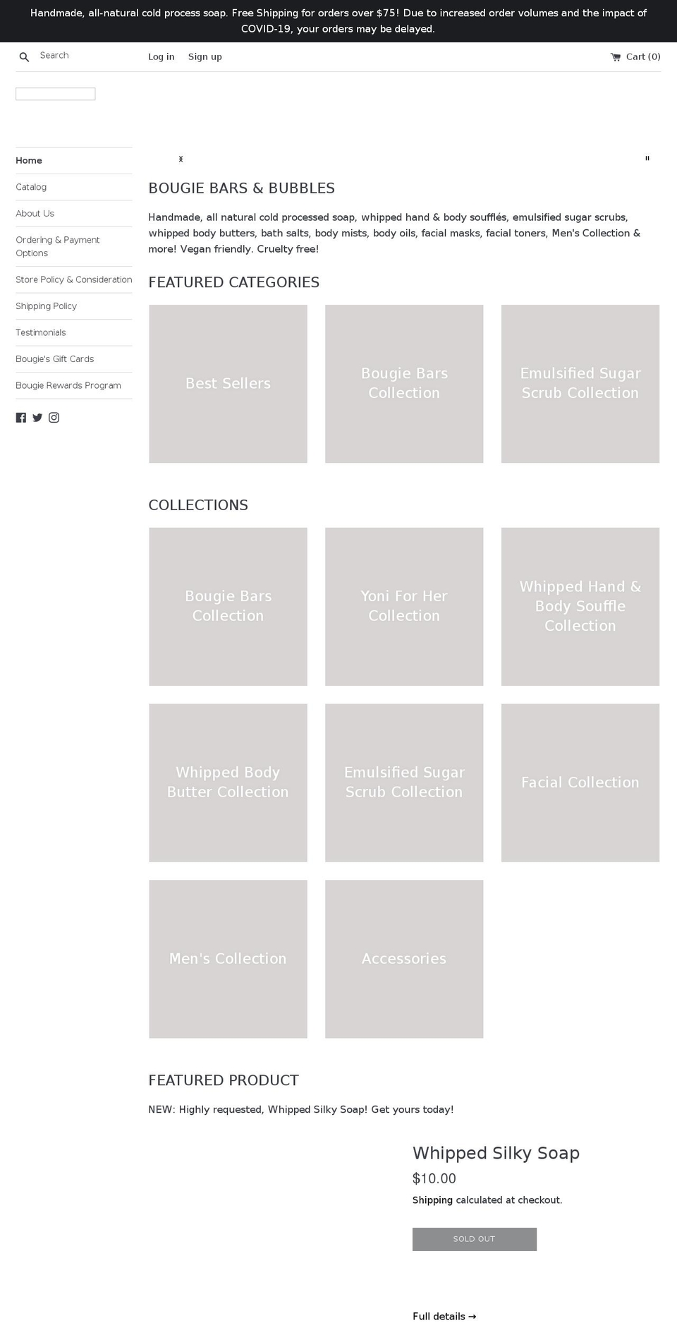 bougiebarsandbubbles.com shopify website screenshot