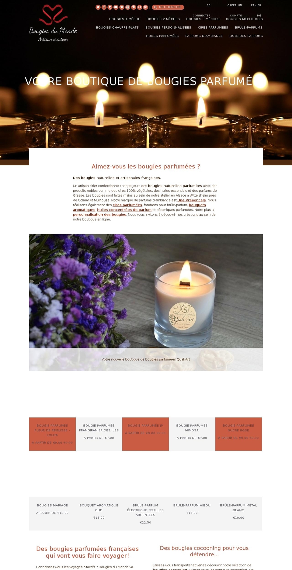 bougiesdumonde.fr shopify website screenshot