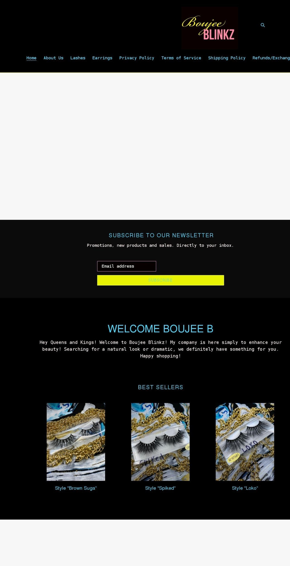 boujeeblinkz.com shopify website screenshot