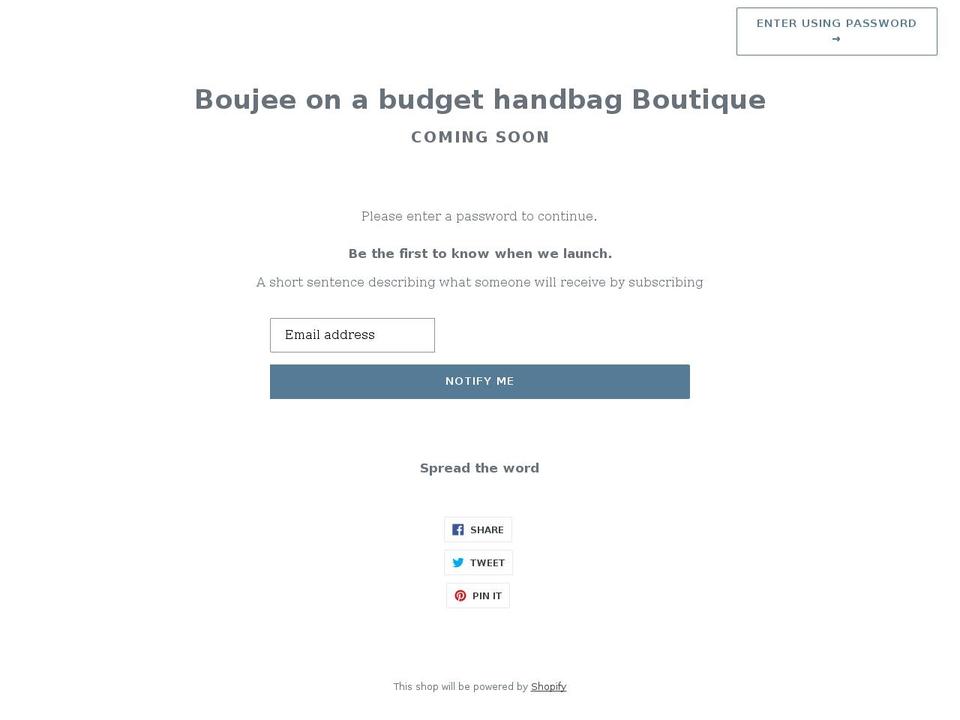 boujeebudgetbagboutique.com shopify website screenshot