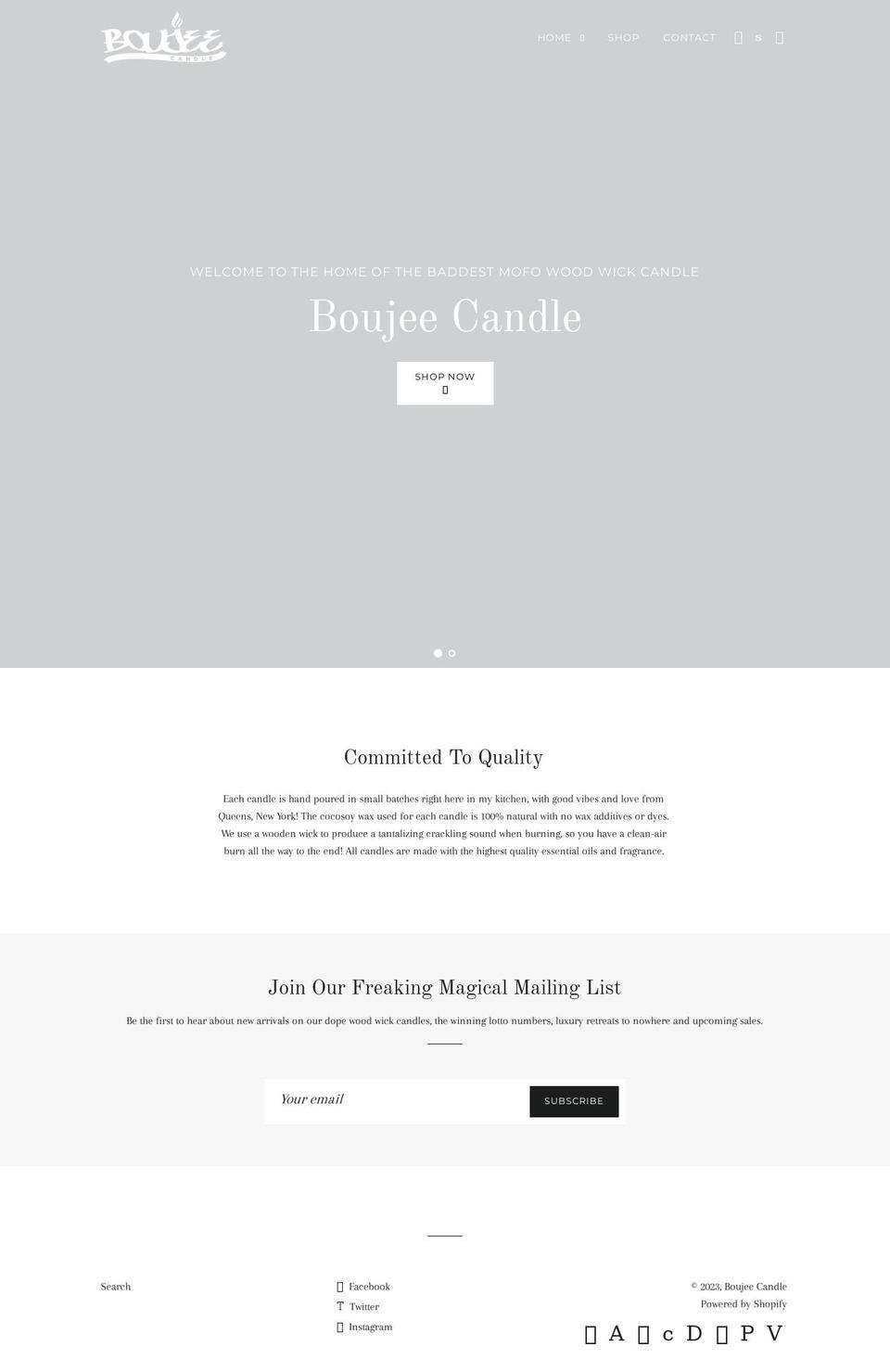 boujeecandle.com — Shopify storefront screenshot
