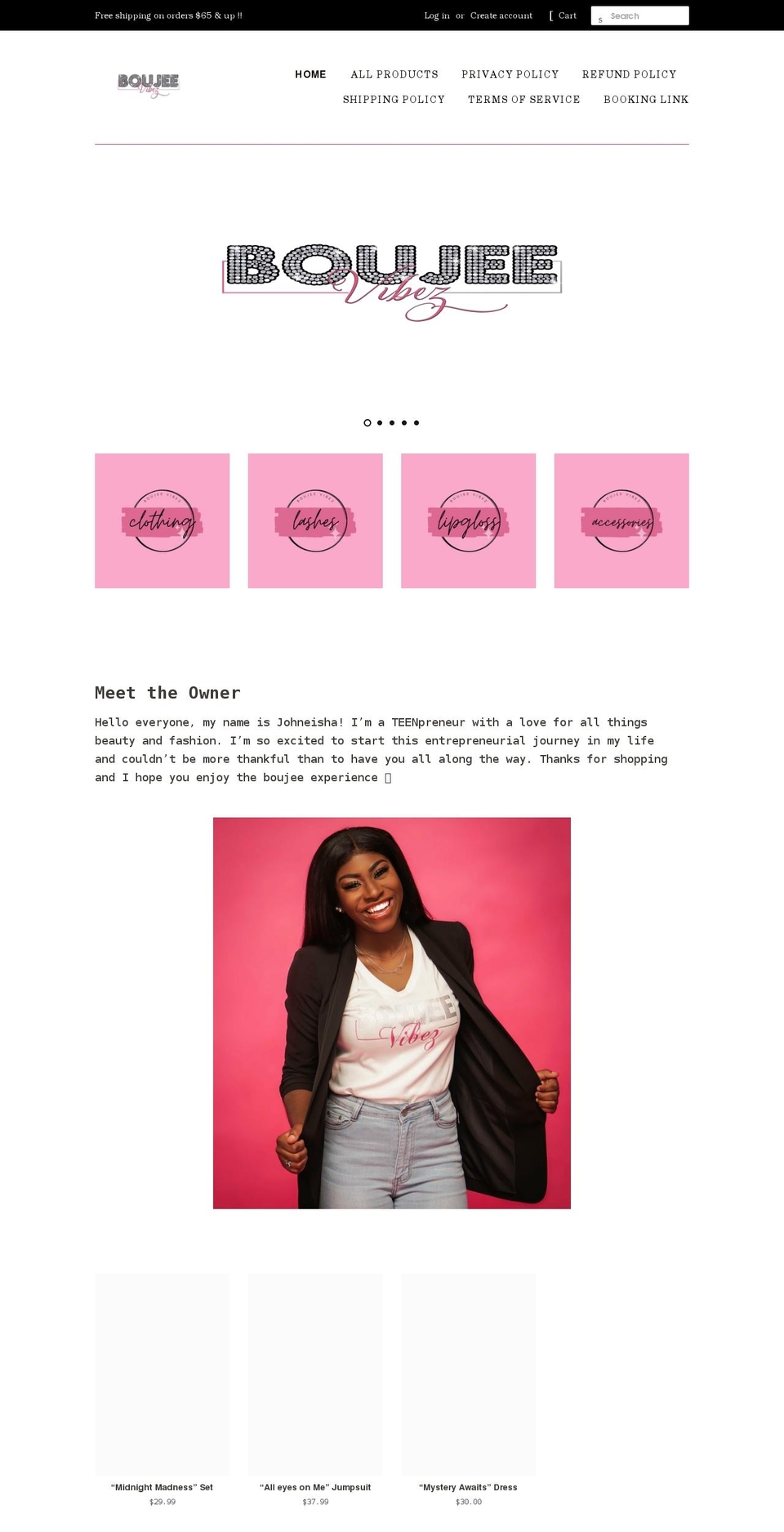 boujeevibezllc.com shopify website screenshot