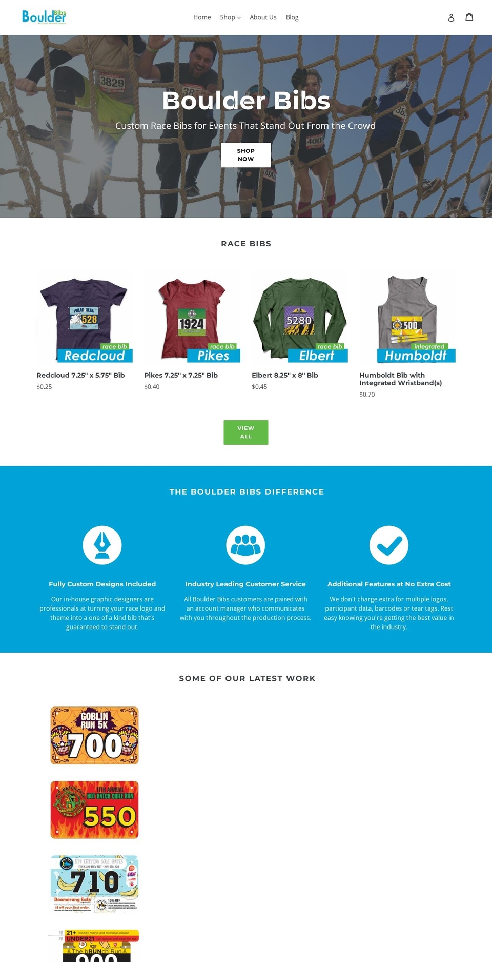 boulderbibs.com shopify website screenshot