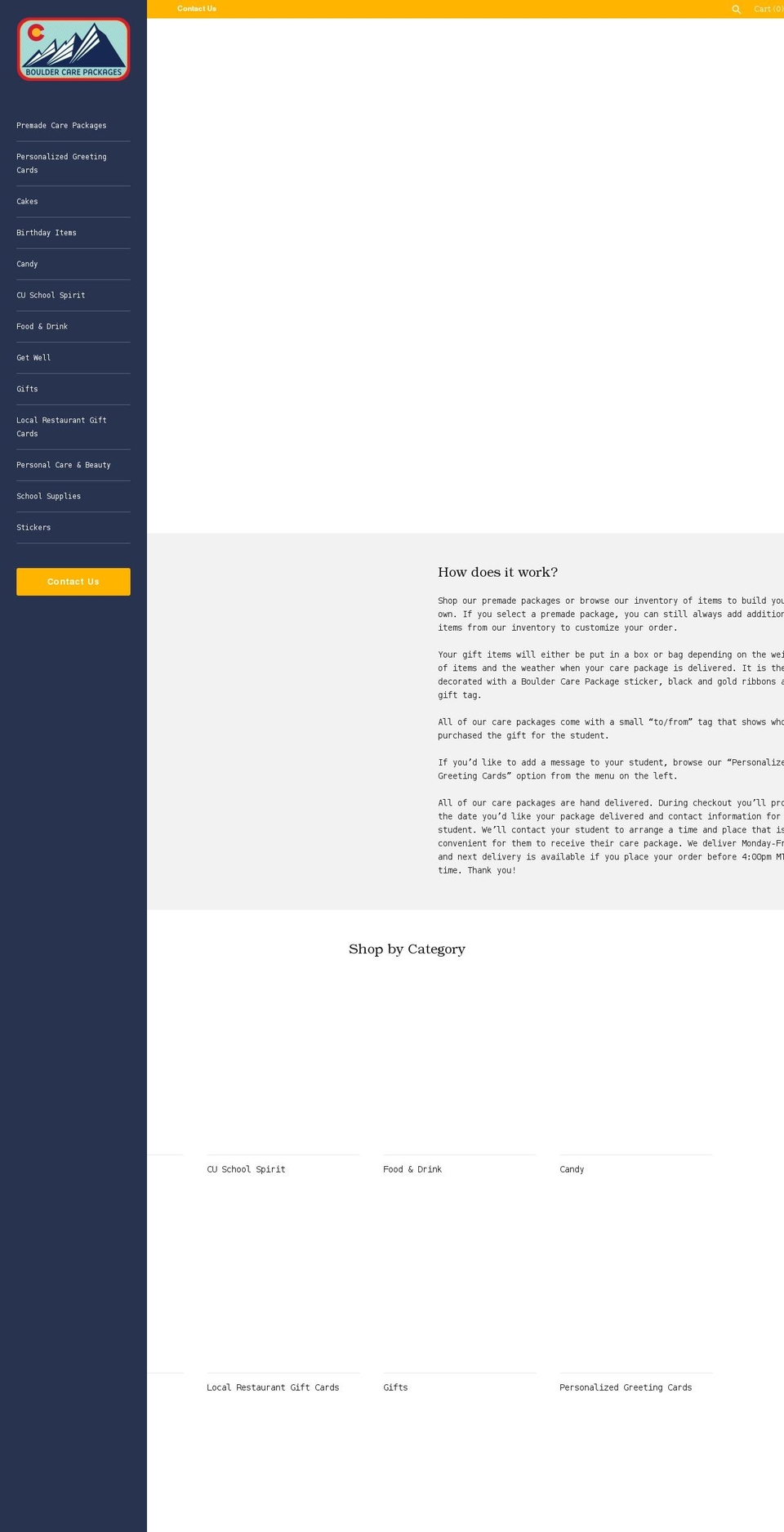 bouldercarepackages.com shopify website screenshot