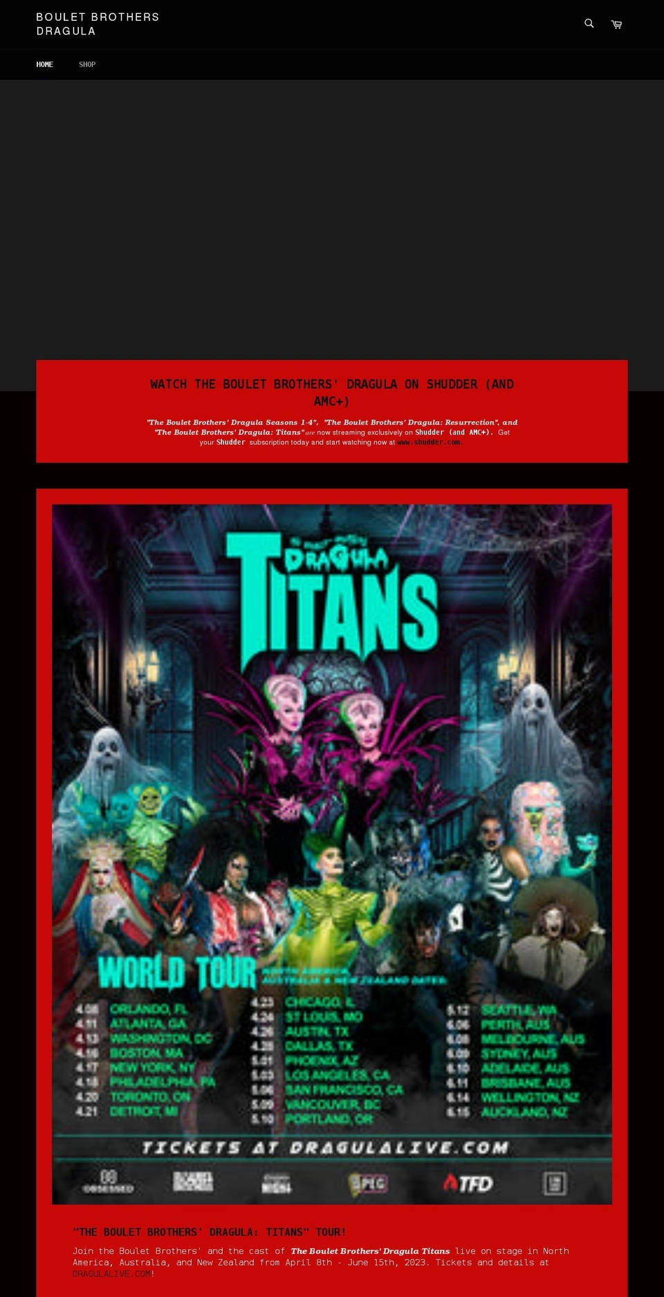 bouletbrothersdragula.com shopify website screenshot