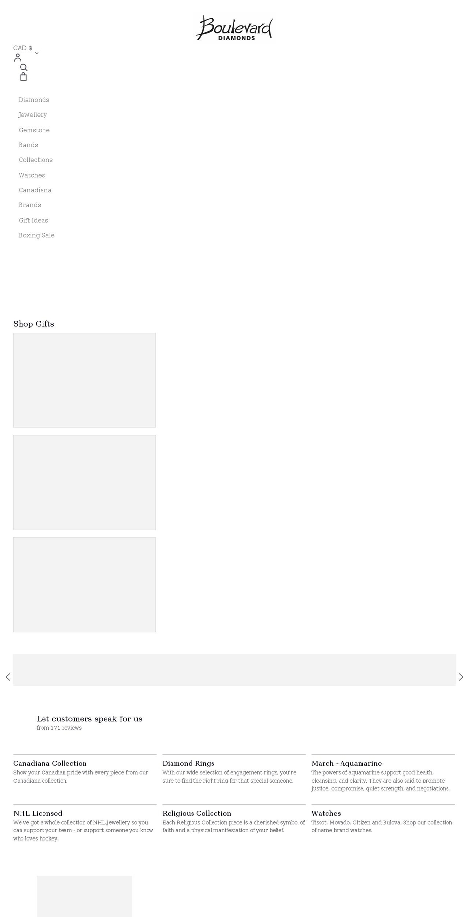 boulevarddiamonds.com shopify website screenshot