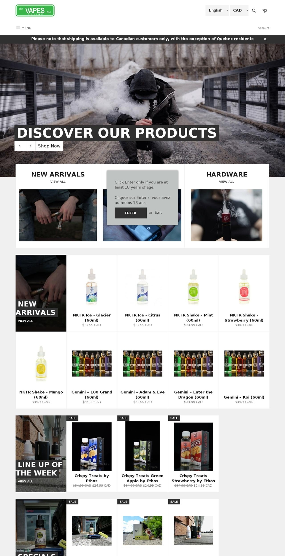 boulvapesonline.com shopify website screenshot