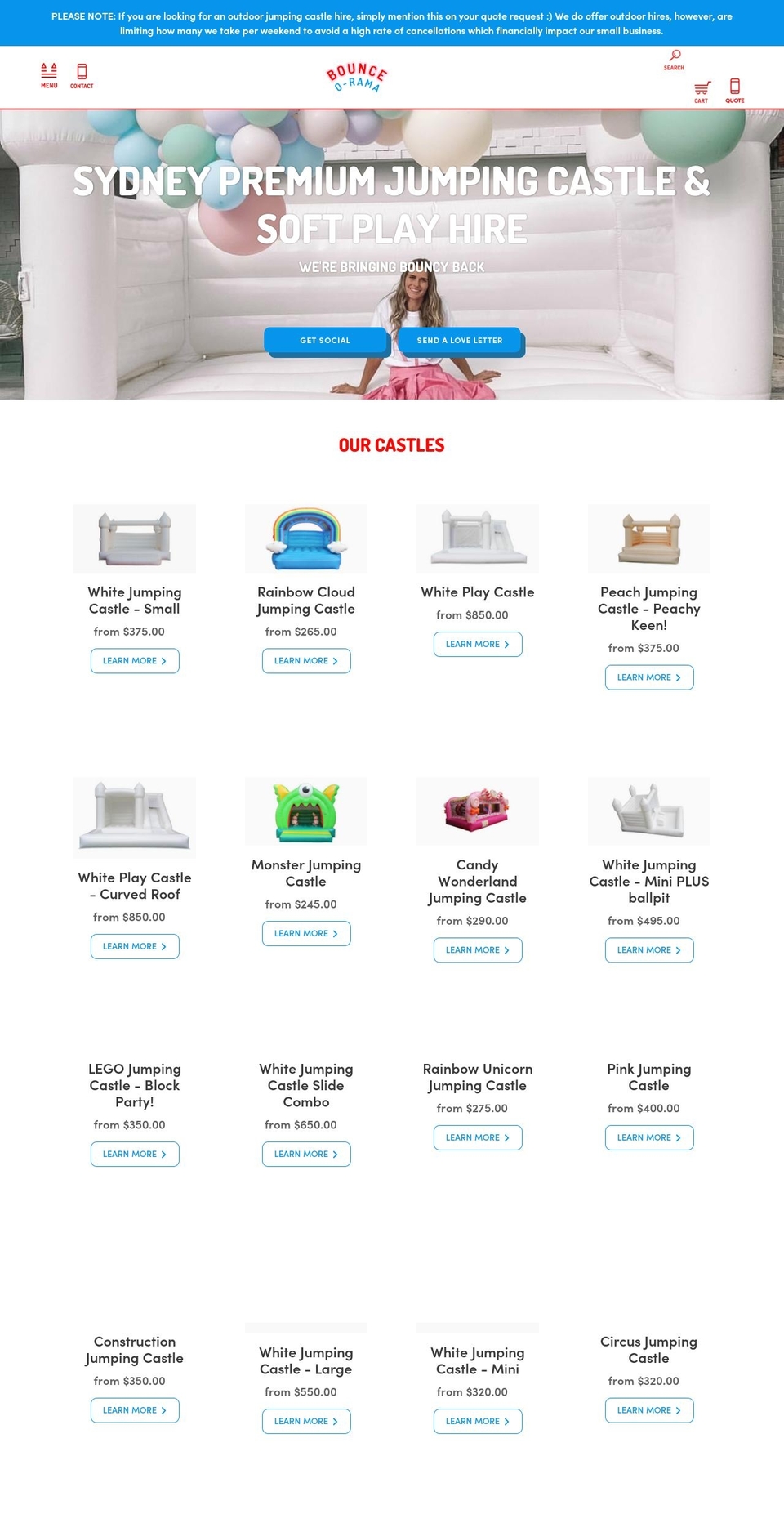 bounceorama.com.au shopify website screenshot