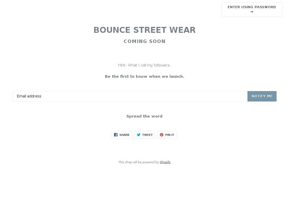 bouncestreetwear.com — Shopify storefront screenshot