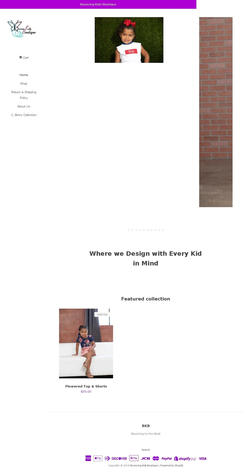 bouncingkidzboutique.com — Shopify storefront screenshot