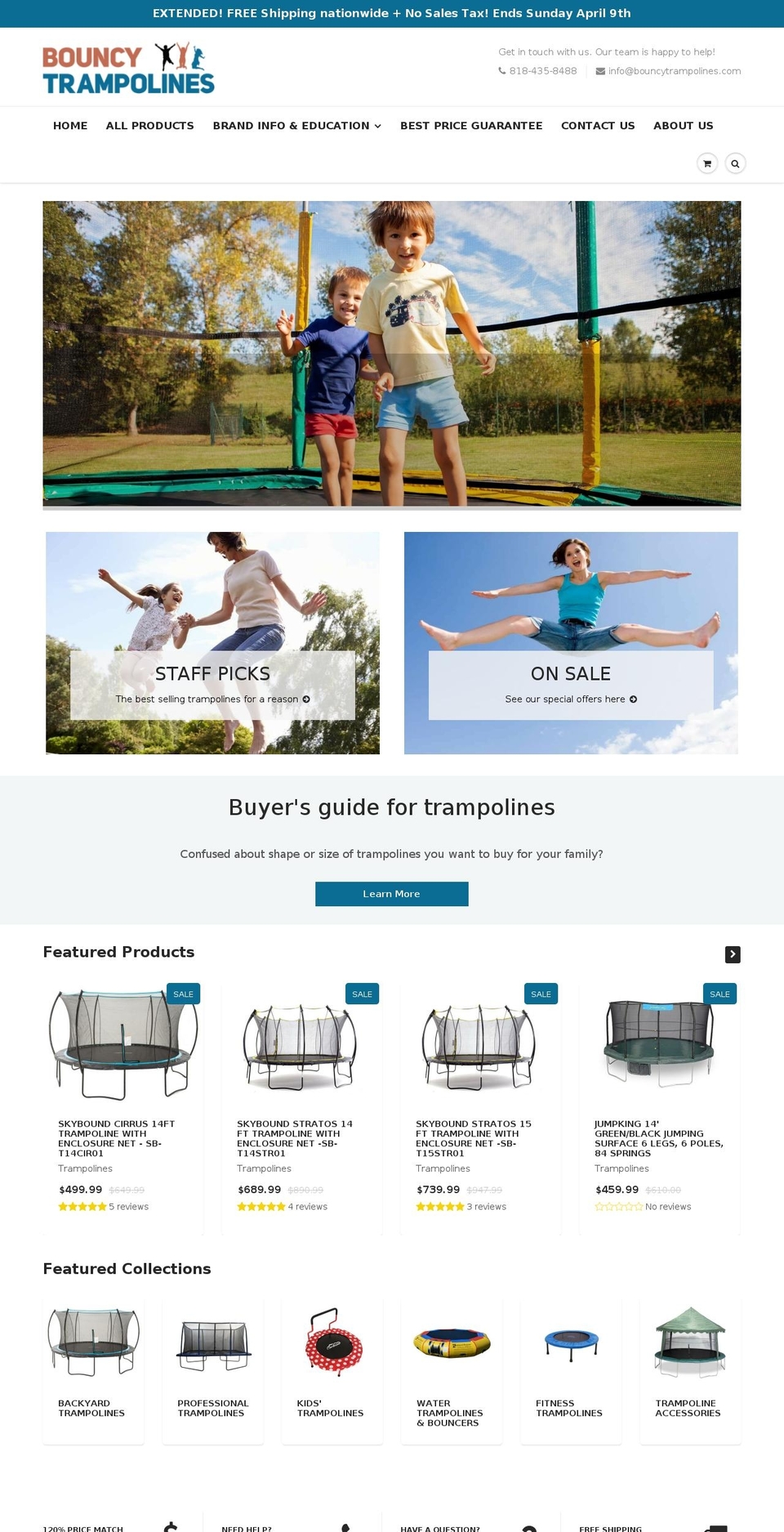 bouncytrampolines.com shopify website screenshot