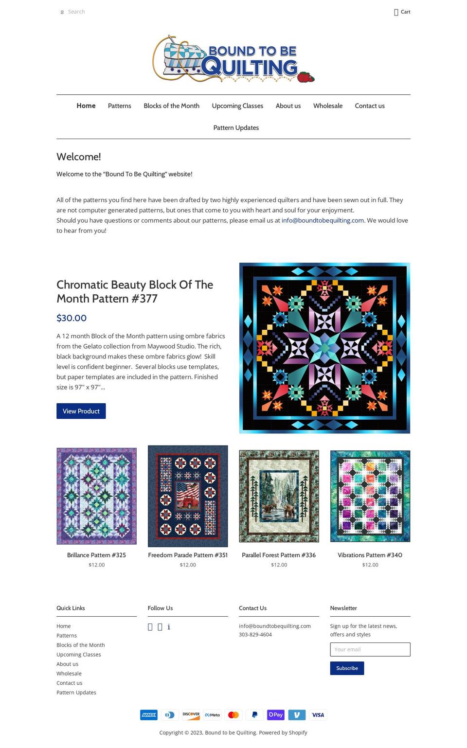 bound-to-be-quilting.myshopify.com shopify website screenshot