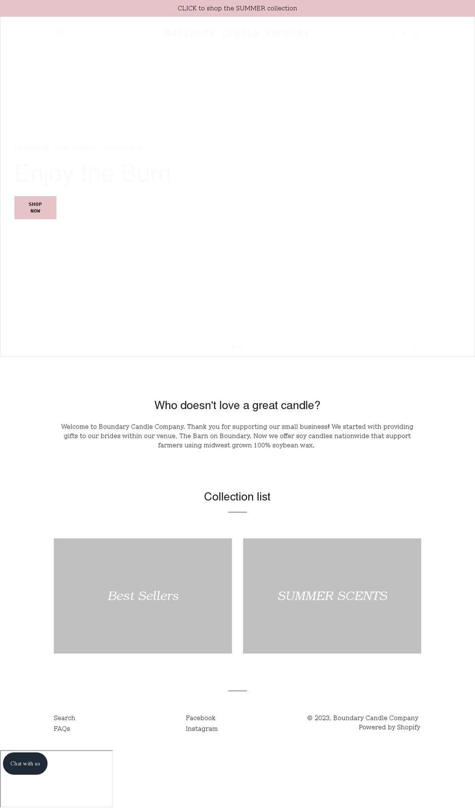 boundarycandle.com shopify website screenshot