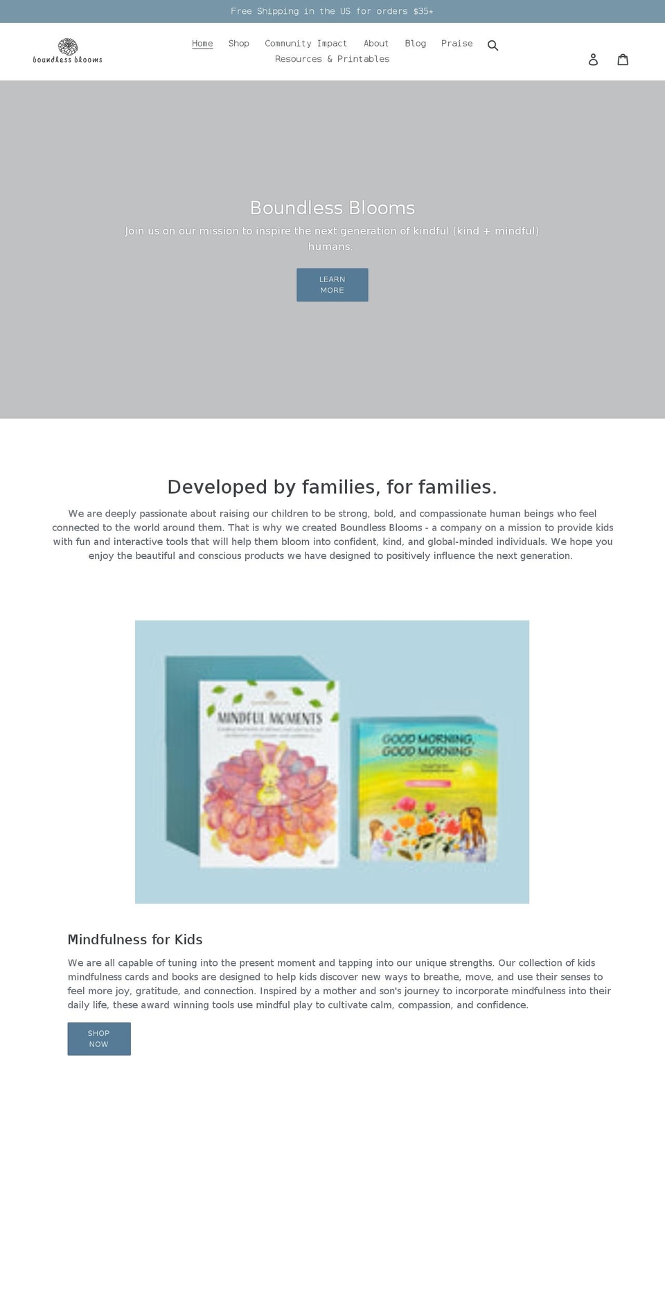 boundlessblooms.com shopify website screenshot