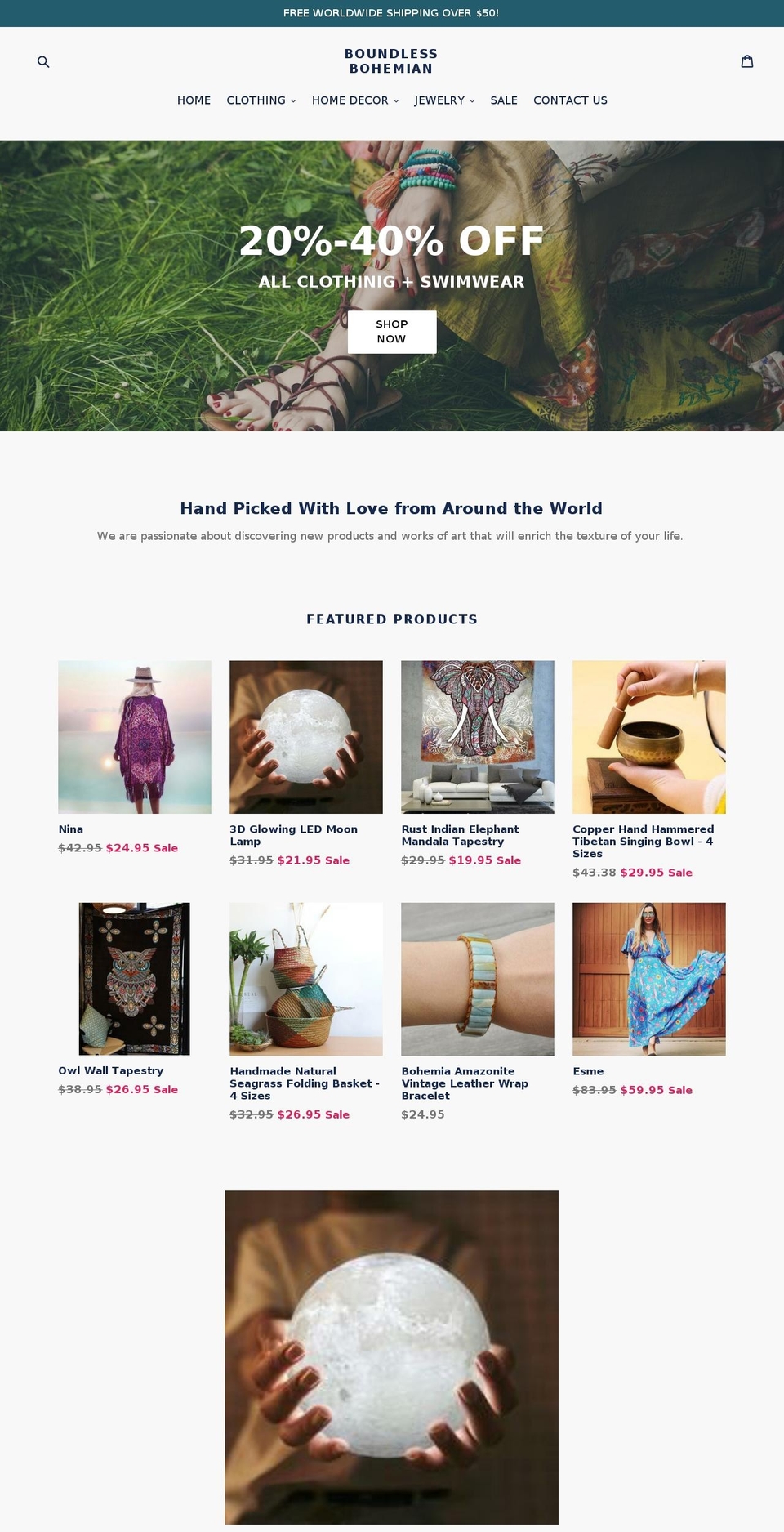 boundlessbohemian.com — Shopify storefront screenshot