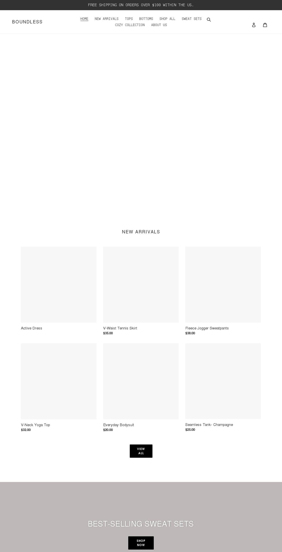 boundlessloungewear.com shopify website screenshot