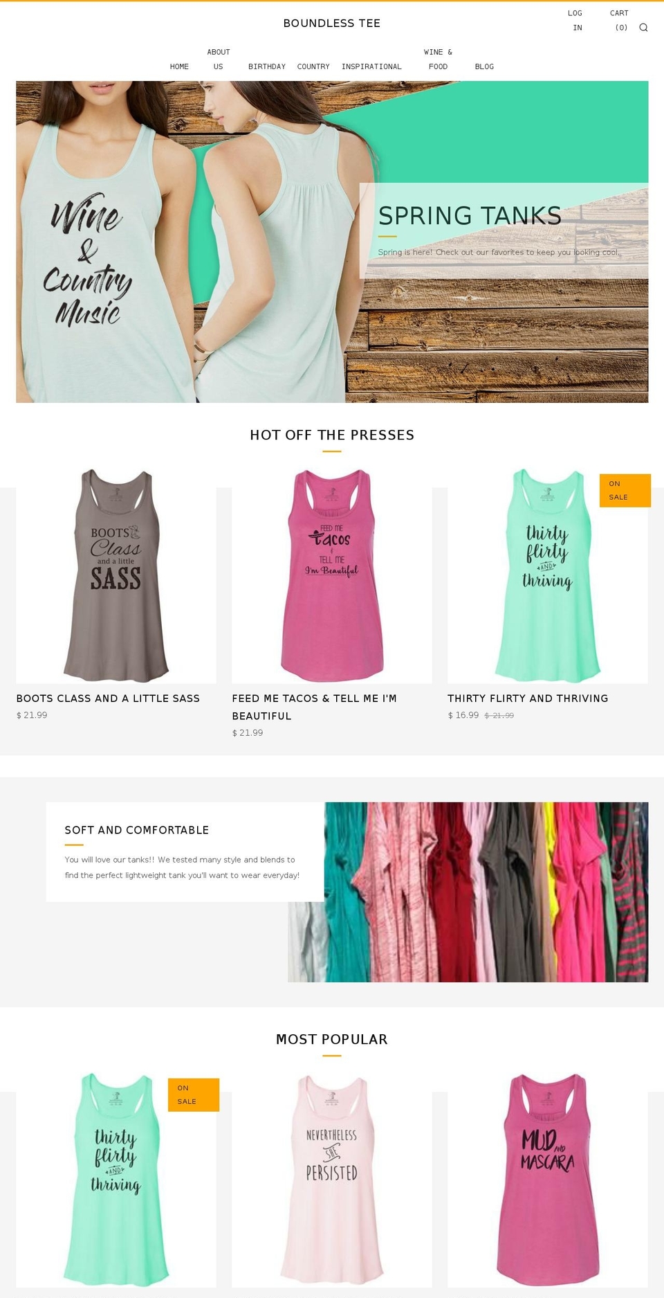 boundlesstee.com — Shopify storefront screenshot