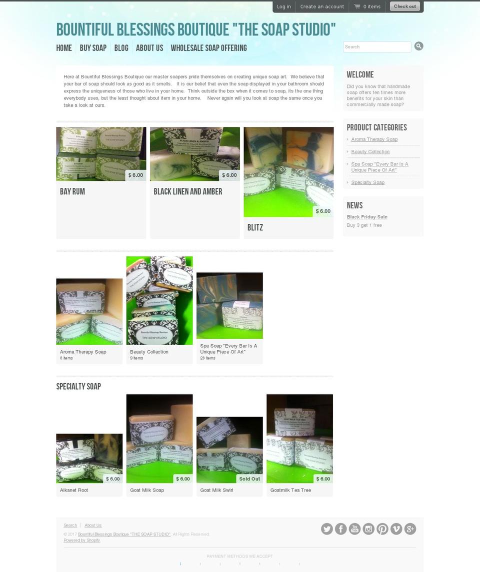 bountifulblessingssoap.com shopify website screenshot