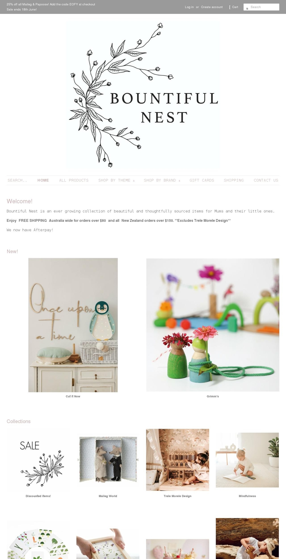 bountifulnest.com.au shopify website screenshot