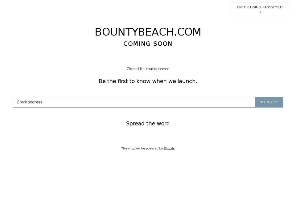 bountybeach.com — Shopify storefront screenshot