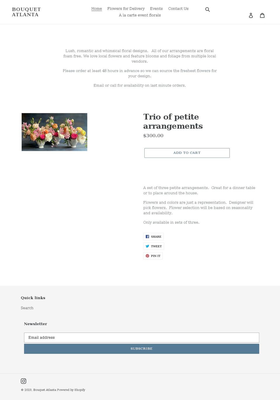 bouquetatlanta.com shopify website screenshot