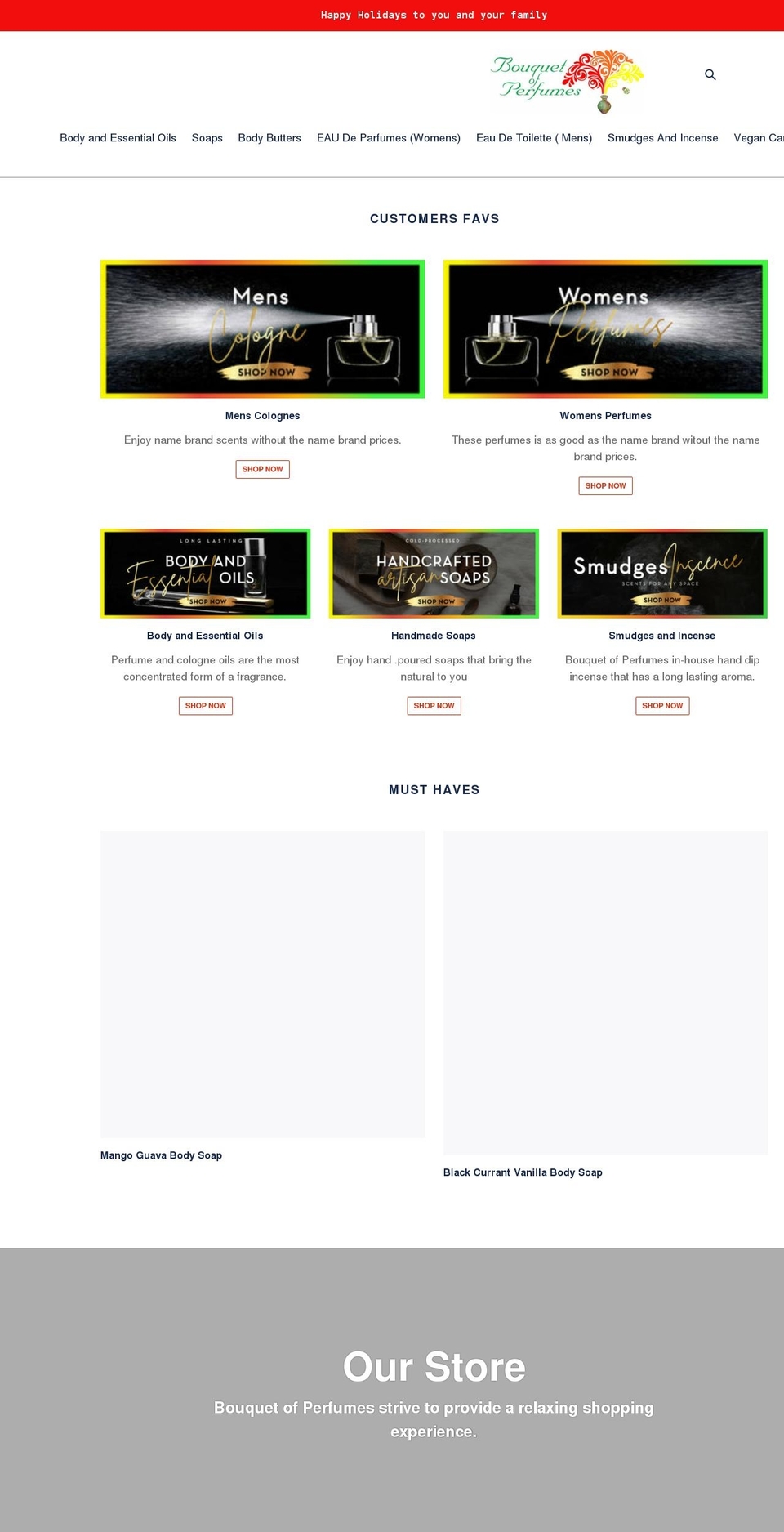 bouquetofperfumes.com shopify website screenshot