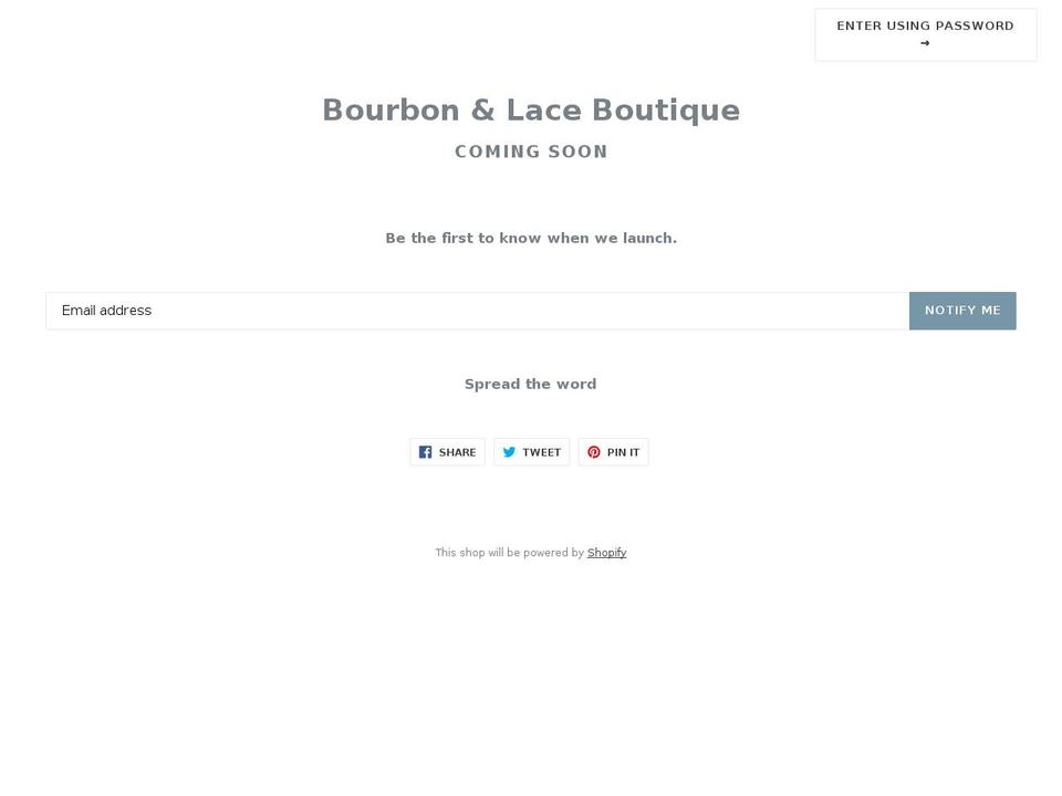 bourbonandlaceboutique.com shopify website screenshot