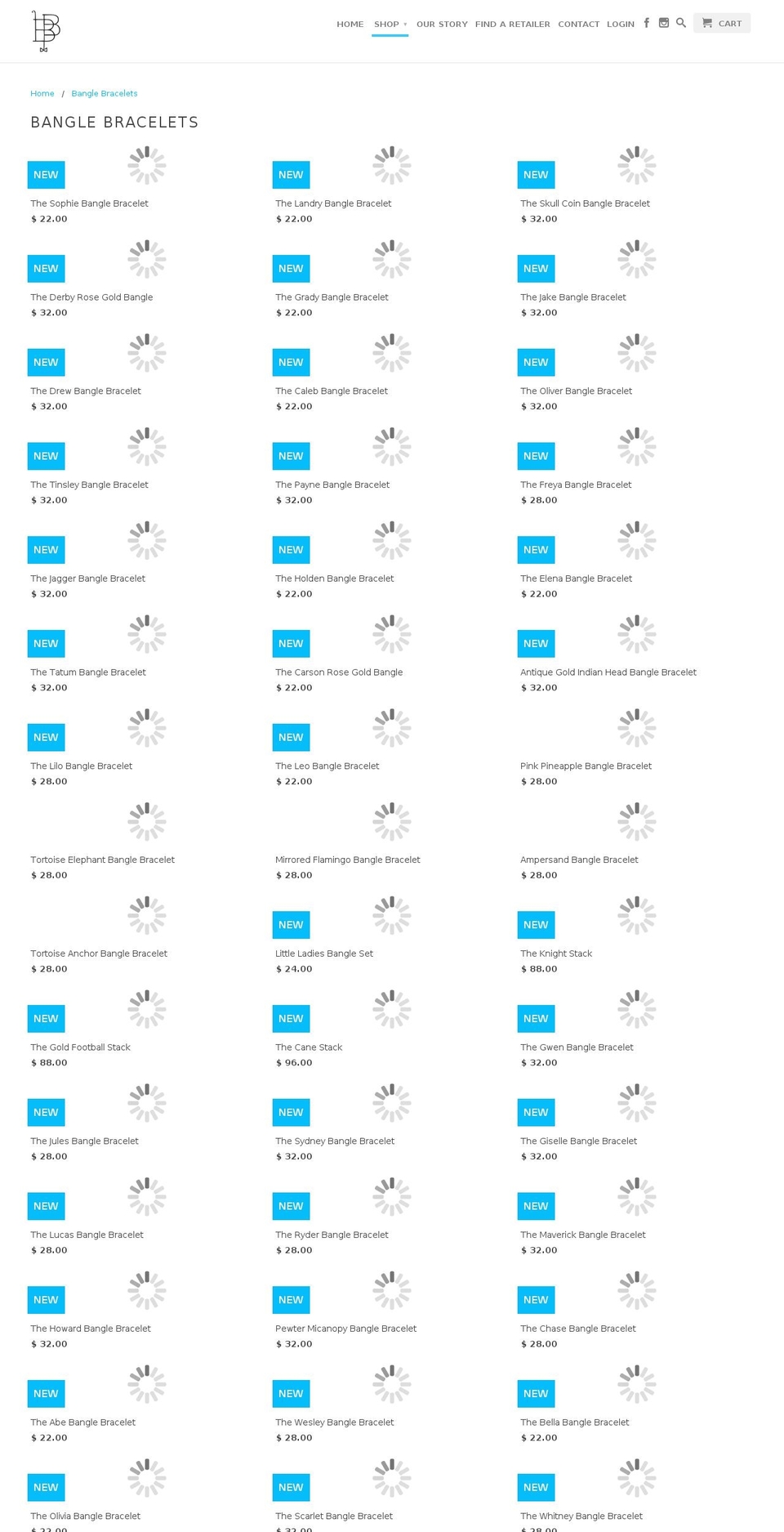 bourbonbangles.com — Shopify storefront screenshot